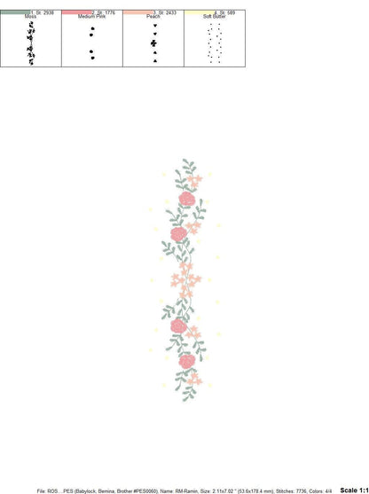 Flower line embroidery designs - Roses embroidery design machine embroidery pattern - Kitchen towel embroidery file - instant download pes