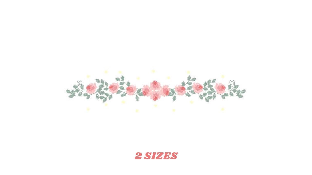 Flower line embroidery designs - Roses embroidery design machine embroidery pattern - Kitchen towel embroidery file - instant download pes