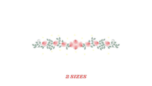 Flower line embroidery designs - Roses embroidery design machine embroidery pattern - Kitchen towel embroidery file - instant download pes