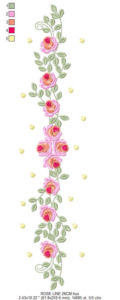 Flower line embroidery designs - Roses embroidery design machine embroidery pattern - Kitchen towel embroidery file - instant download pes