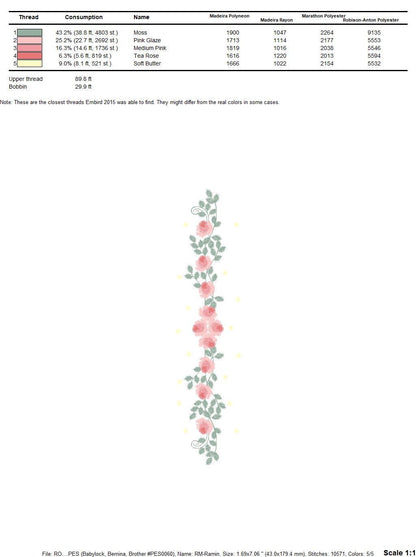 Flower line embroidery designs - Roses embroidery design machine embroidery pattern - Kitchen towel embroidery file - instant download pes