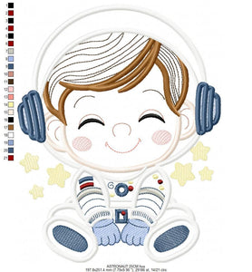 Astronaut with stars applique embroidery designs - Baby Boy in Space embroidery design machine embroidery pattern - instant download pes jef