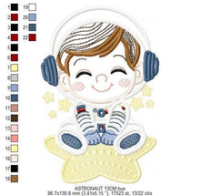 Carica l&#39;immagine nel visualizzatore di Gallery, Astronaut with stars applique embroidery designs - Baby Boy at space embroidery design machine embroidery pattern - Instant download pes jef
