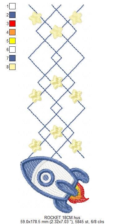 Decoration Rocket embroidery designs - Divider Spaceshift with stars embroidery design machine embroidery pattern - instant download pes jef