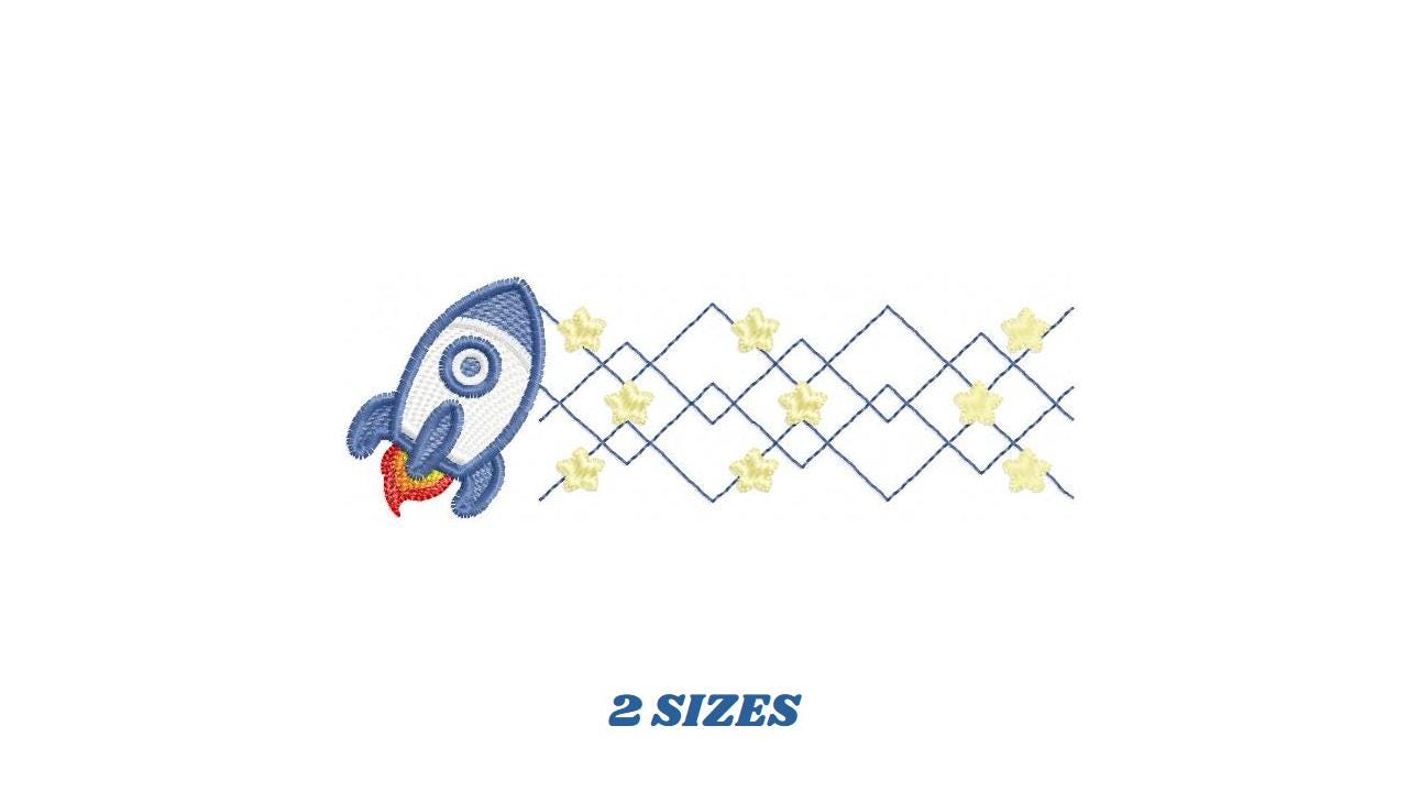 Decoration Rocket embroidery designs - Divider Spaceshift with stars embroidery design machine embroidery pattern - instant download pes jef