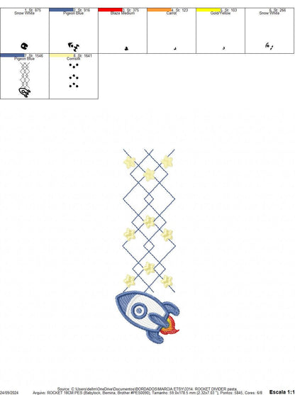 Decoration Rocket embroidery designs - Divider Spaceshift with stars embroidery design machine embroidery pattern - instant download pes jef