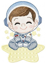 Load image into Gallery viewer, Astronaut embroidery designs - Space Stars embroidery design machine embroidery pattern - Baby boy embroidery file - instant download pes
