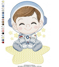 Load image into Gallery viewer, Astronaut embroidery designs - Space Stars embroidery design machine embroidery pattern - Baby boy embroidery file - instant download pes
