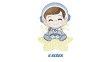 Load image into Gallery viewer, Astronaut embroidery designs - Space Stars embroidery design machine embroidery pattern - Baby boy embroidery file - instant download pes
