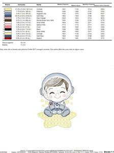 Astronaut with star rippled embroidery designs - Baby boy at space embroidery design machine embroidery pattern - instant download pes jef