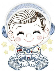 Astronaut embroidery designs - Baby boy embroidery design machine embroidery pattern - Space embroidery file Star Rocket - instant download