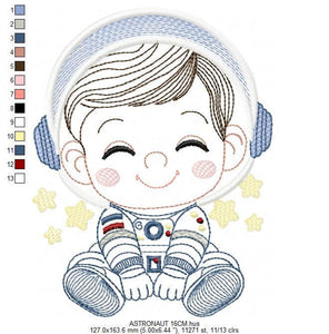 Astronaut embroidery designs - Baby boy embroidery design machine embroidery pattern - Space embroidery file Star Rocket - instant download