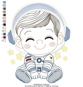 Astronaut embroidery designs - Baby boy embroidery design machine embroidery pattern - Space embroidery file Star Rocket - instant download