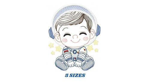 Astronaut embroidery designs - Baby boy embroidery design machine embroidery pattern - Space embroidery file Star Rocket - instant download