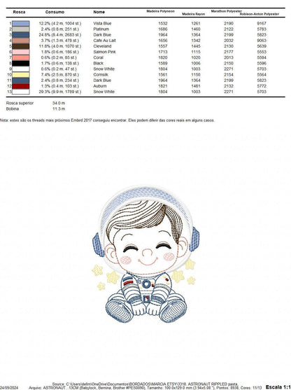 Astronaut embroidery designs - Baby boy embroidery design machine embroidery pattern - Space embroidery file Star Rocket - instant download