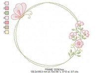 Load image into Gallery viewer, Monogram Frame embroidery designs - Flower and Butterfly embroidery design machine embroidery pattern - Floral Frame - instant download pes
