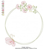 Charger l&#39;image dans la galerie, Monogram Frame embroidery designs - Flower and Butterfly embroidery design machine embroidery pattern - Floral Frame - instant download pes
