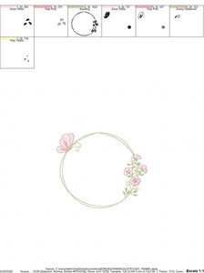 Monogram Frame embroidery designs - Flower and Butterfly embroidery design machine embroidery pattern - Floral Frame - instant download pes