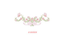 Laden Sie das Bild in den Galerie-Viewer, Floral Roses embroidery designs - Flowers with lace and butterflies embroidery machine embroidery pattern - Kitchen towel - instant download
