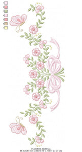 Floral Roses embroidery designs - Flowers with lace and butterflies embroidery machine embroidery pattern - Kitchen towel - instant download