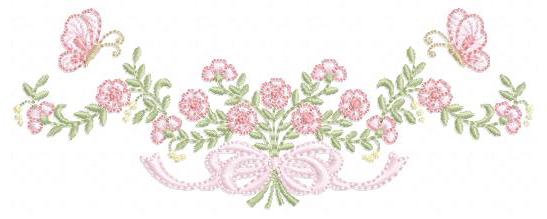 Floral Roses embroidery designs - Flowers with lace and butterflies embroidery machine embroidery pattern - Kitchen towel - instant download