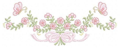 Floral Roses embroidery designs - Flowers with lace and butterflies embroidery machine embroidery pattern - Kitchen towel - instant download
