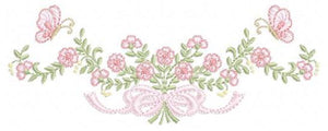 Floral Roses embroidery designs - Flowers with lace and butterflies embroidery machine embroidery pattern - Kitchen towel - instant download