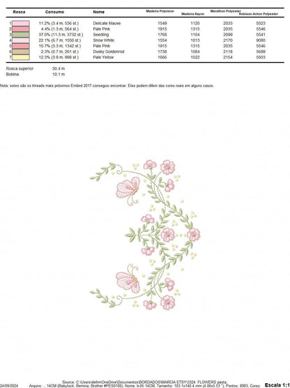 Flowers with Butterflies Wreath embroidery designs - Floral Kitchen Towel embroidery design machine embroidery pattern - instant download