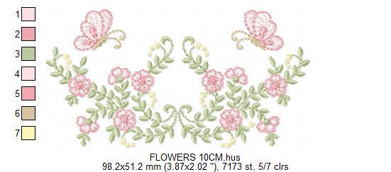 Flower Wreath embroidery designs - Floral frame butterflies embroidery design machine embroidery pattern - Kitchen Towel - instant download