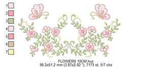 Flower Wreath embroidery designs - Floral frame butterflies embroidery design machine embroidery pattern - Kitchen Towel - instant download