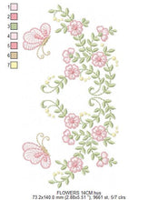 Charger l&#39;image dans la galerie, Flower Wreath embroidery designs - Floral frame butterflies embroidery design machine embroidery pattern - Kitchen Towel - instant download
