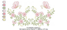 Cargar imagen en el visor de la galería, Flower Wreath embroidery designs - Floral frame butterflies embroidery design machine embroidery pattern - Kitchen Towel - instant download
