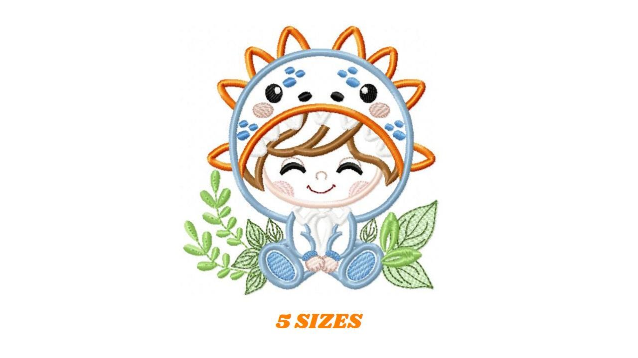 Dragon Boy embroidery designs - Dinosaur embroidery design machine embroidery pattern - Boy dressed as dragon dino - instant download pes