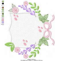 Load image into Gallery viewer, Frame with flowers embroidery designs - Floral Laurel Shield embroidery design machine embroidery pattern - Baby girl - instant download pes
