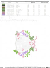 Load image into Gallery viewer, Frame with flowers embroidery designs - Floral Laurel Shield embroidery design machine embroidery pattern - Baby girl - instant download pes
