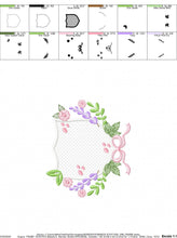 Load image into Gallery viewer, Frame with flowers embroidery designs - Floral Laurel Shield embroidery design machine embroidery pattern - Baby girl - instant download pes
