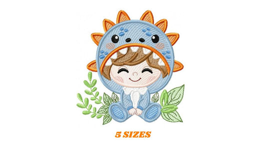 Dragon Boy embroidery designs - Dinosaur embroidery design machine embroidery pattern - Boy dressed as dragon dino - instant download pes