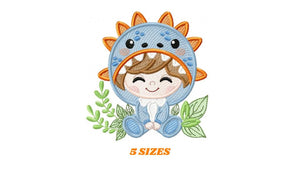 Dragon Boy embroidery designs - Dinosaur embroidery design machine embroidery pattern - Boy dressed as dragon dino - instant download pes