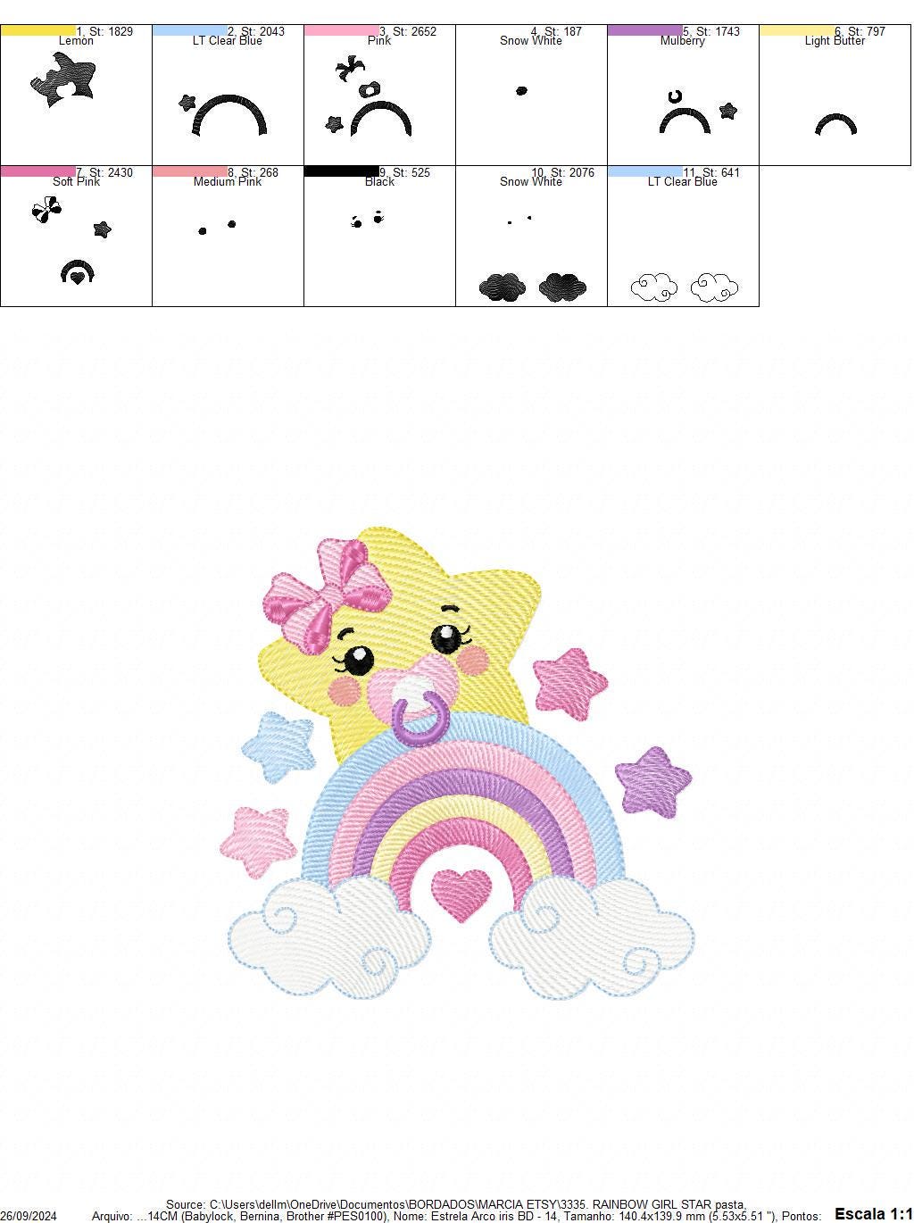 Star with rainbow embroidery designs - Girl Baby Star with pacifier and lace embroidery design machine embroidery pattern - instant download