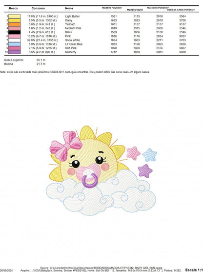 Sun with pacifier embroidery design - Clouds and stars embroidery design machine embroidery pattern - sky embroidery file - instant download