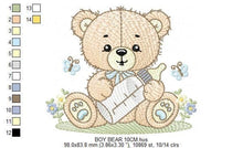 Carica l&#39;immagine nel visualizzatore di Gallery, Bear with bottle embroidery designs - Baby boy embroidery design machine embroidery pattern - Bear with flowers - instant download pes jef
