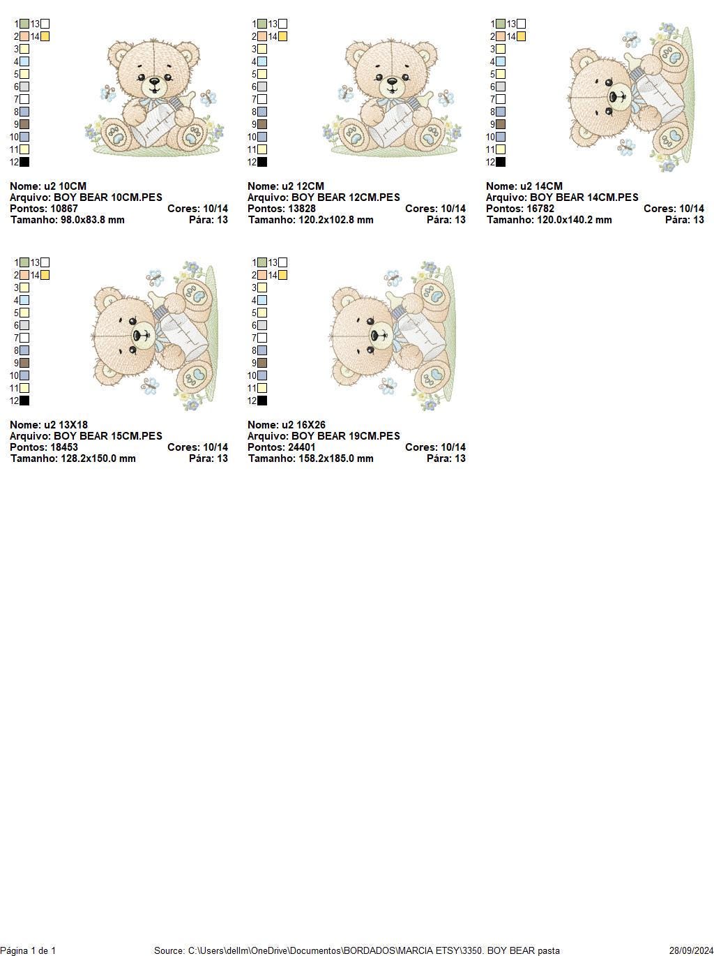 Bear with bottle embroidery designs - Baby boy embroidery design machine embroidery pattern - Bear with flowers - instant download pes jef