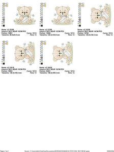 Bear with bottle embroidery designs - Baby boy embroidery design machine embroidery pattern - Bear with flowers - instant download pes jef