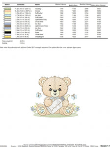 Bear with bottle embroidery designs - Baby boy embroidery design machine embroidery pattern - Bear with flowers - instant download pes jef