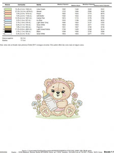 Female Bear with baby bottle embroidery designs - Girl with flowers and lace embroidery design machine embroidery pattern - instant download