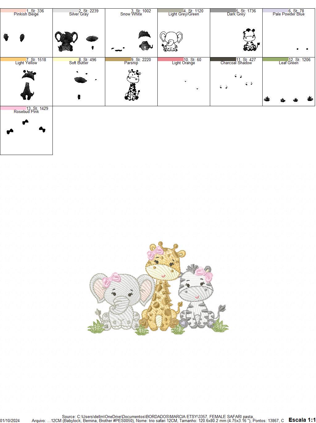 Female Safari animmals embroidery designs - Elephant Giraffe and Zebra embroidery design machine embroidery pattern - instant download pes