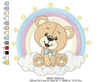 Load image into Gallery viewer, Bear with rainbow embroidery designs - Male Teddy with tie and stars embroidery design machine embroidery pattern - instant download pes jef
