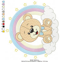 Load image into Gallery viewer, Bear with rainbow embroidery designs - Male Teddy with tie and stars embroidery design machine embroidery pattern - instant download pes jef
