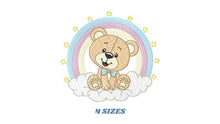 Charger l&#39;image dans la galerie, Bear with rainbow embroidery designs - Male Teddy with tie and stars embroidery design machine embroidery pattern - instant download pes jef
