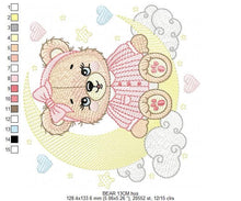 Carica l&#39;immagine nel visualizzatore di Gallery, Girl Bear with pajamas embroidery designs - Moon embroidery design machine embroidery pattern - Female teddy bear - instant download pes jef
